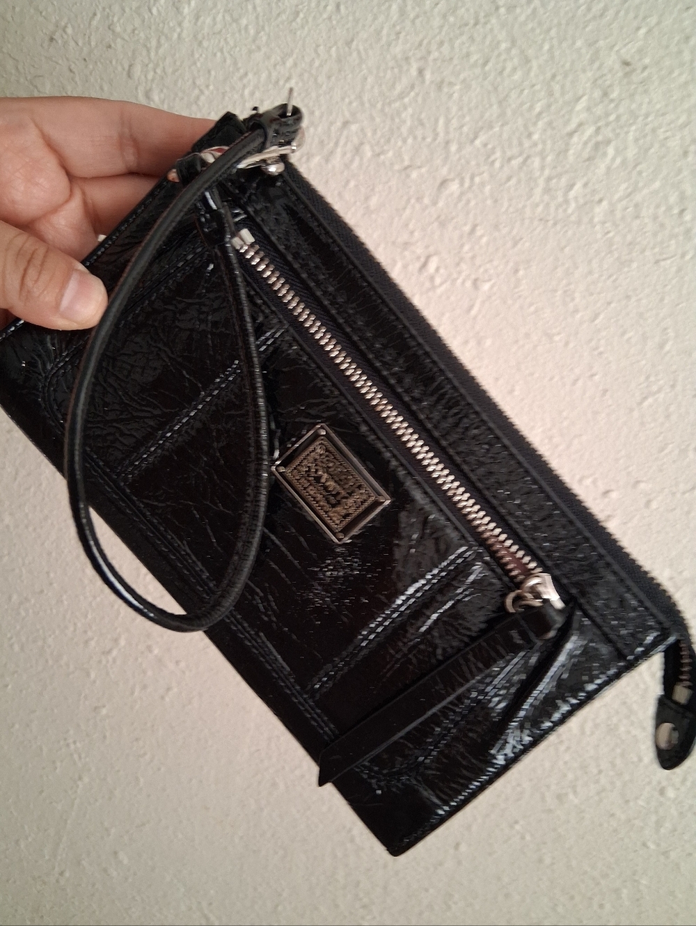 Coach X Poppy Black Padent Leather Long Wristlet Wallet